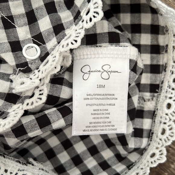 NEW Jessica Simpson Toddler Girls Black & White Gingham Plaid Romper - Size 18M - Picture 10 of 12